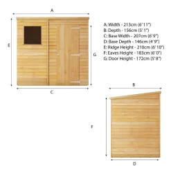 Mercia 7 X 5ft Overlap Pent Shed 19 Mercia 7 X 5ft Overlap Pent Shed -Garden Tool Store 12809175 1094976248442181