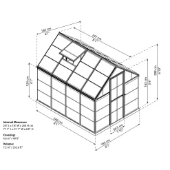 Palram 6 X 8ft Canopia Harmony Greenhouse - Silver -Garden Tool Store 12810583 2134833167202621