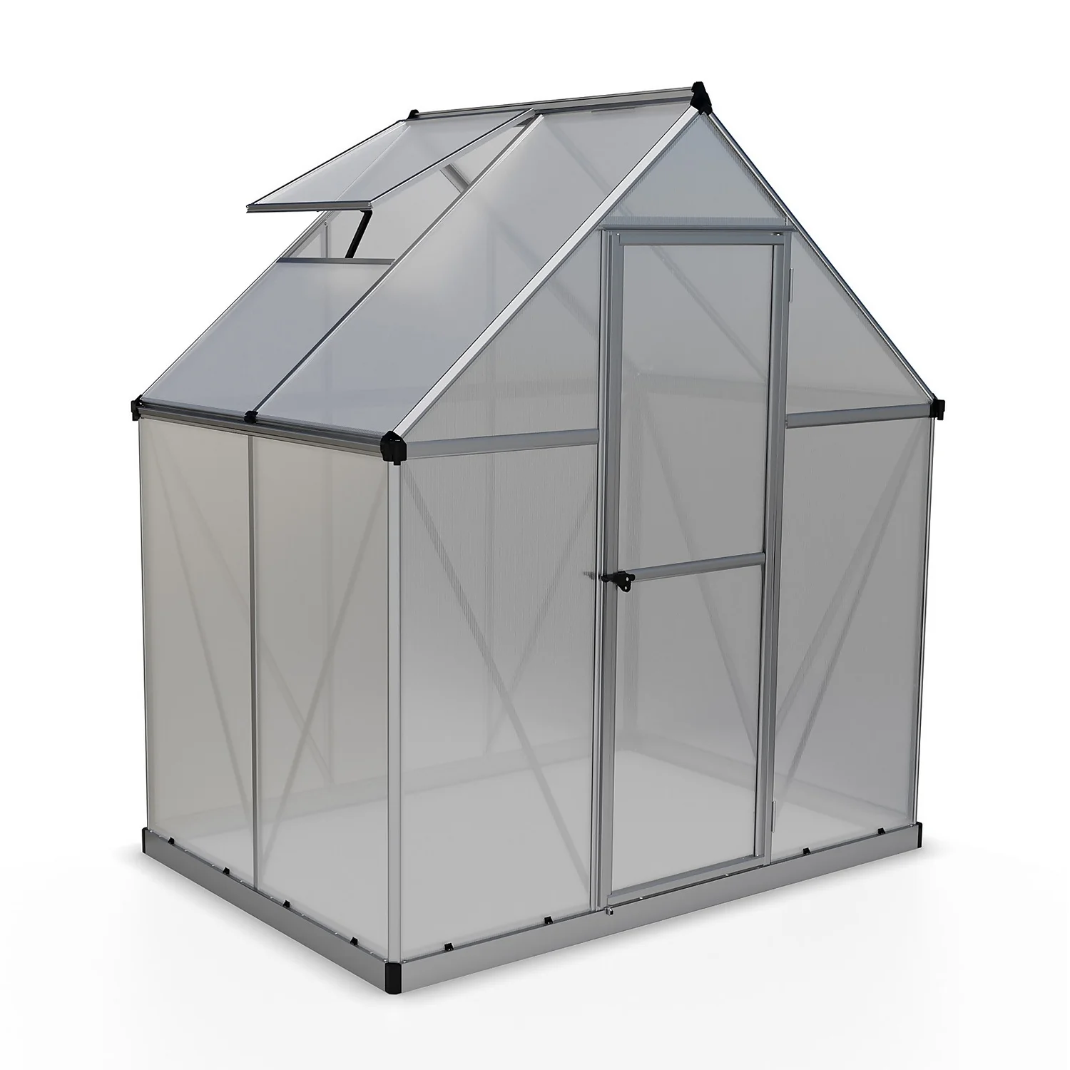 Palram 6 X 4ft Canopia Mythos Greenhouse - Silver 1 Palram 6 X 4ft Canopia Mythos Greenhouse - Silver