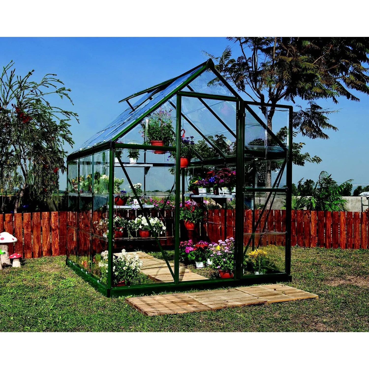 Palram 6 X 6ft Canopia Harmony Greenhouse - Green 2 Palram 6 X 6ft Canopia Harmony Greenhouse - Green - Image 2
