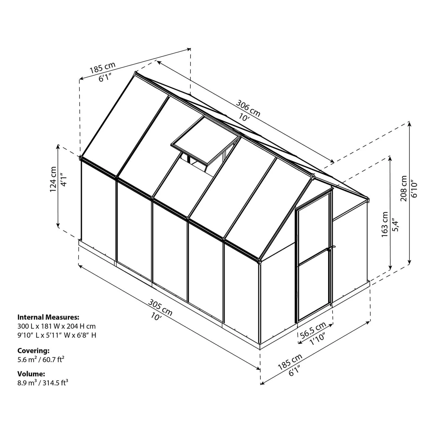 Palram 6 X 10ft Canopia Mythos Greenhouse - Silver 9 Palram 6 X 10ft Canopia Mythos Greenhouse - Silver - Image 9