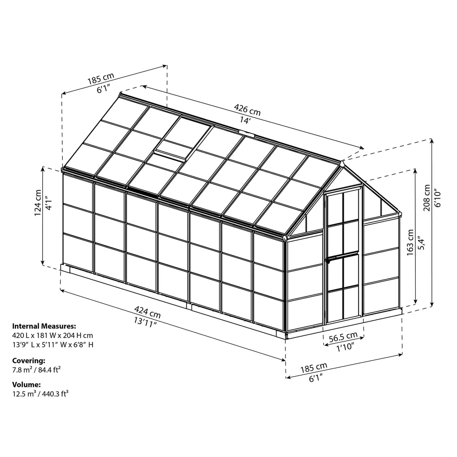 Palram 6 X 14ft Canopia Harmony Greenhouse - Silver 8 Palram 6 X 14ft Canopia Harmony Greenhouse - Silver - Image 8