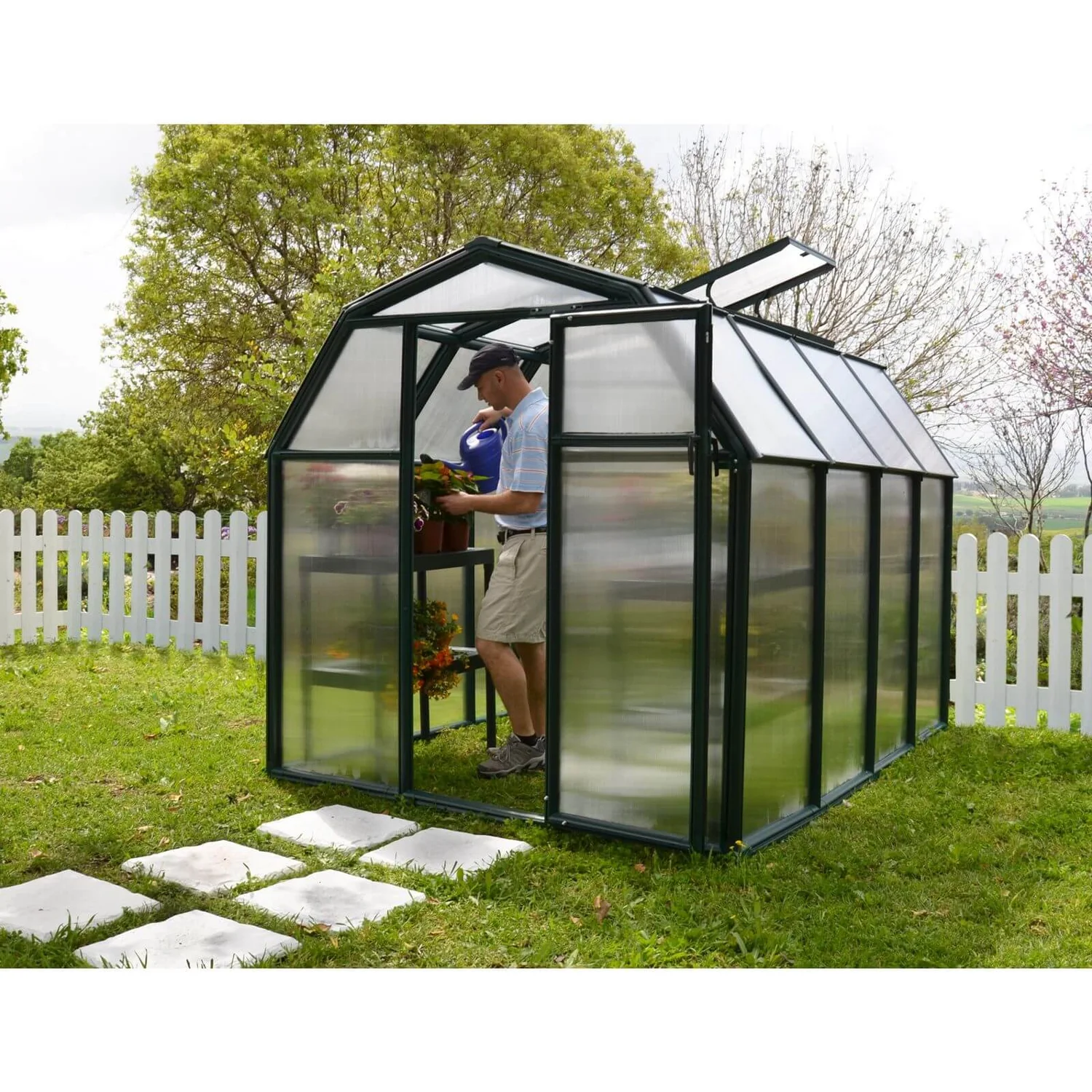 Palram 6 X 8ft Canopia Eco Grow Greenhouse - Green 8 Palram 6 X 8ft Canopia Eco Grow Greenhouse - Green - Image 8