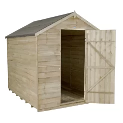 8x6ft Forest Natural Timber Overlap Apex Pressure Treated Wooden Shed