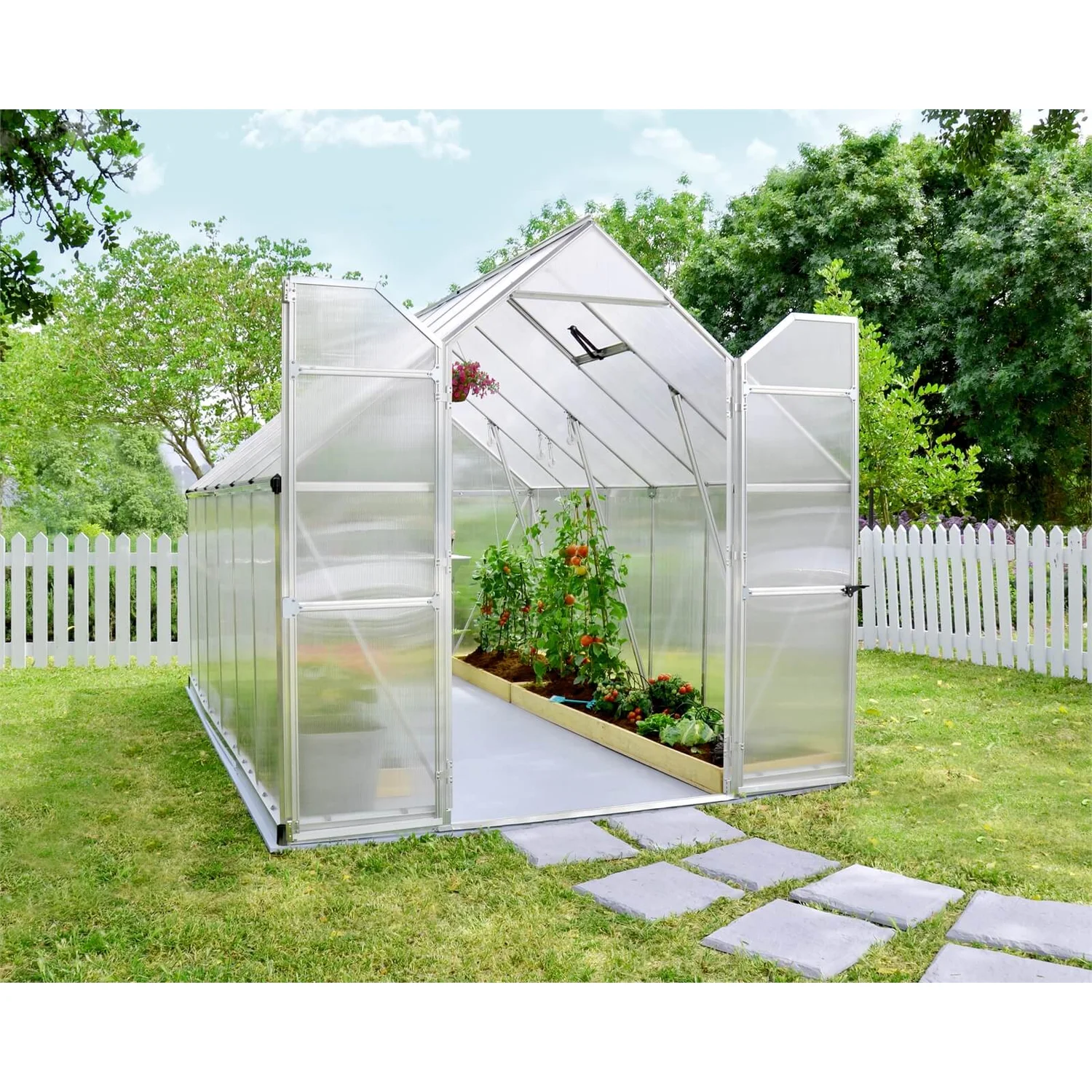 Palram 8 X 12ft Canopia Essence Greenhouse - Silver 2 Palram 8 X 12ft Canopia Essence Greenhouse - Silver - Image 2
