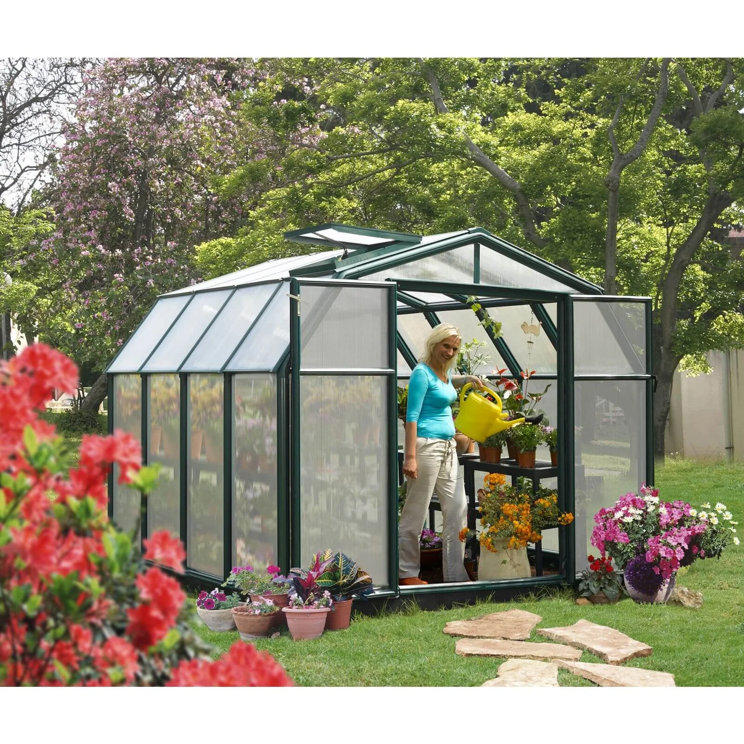 Palram 8X8Canopia Hobby Gardener Greenhouse - Green 2 Palram 8X8Canopia Hobby Gardener Greenhouse - Green - Image 2