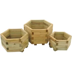 Forest Garden Wooden York Hexagonal Planter (Set Of 3)