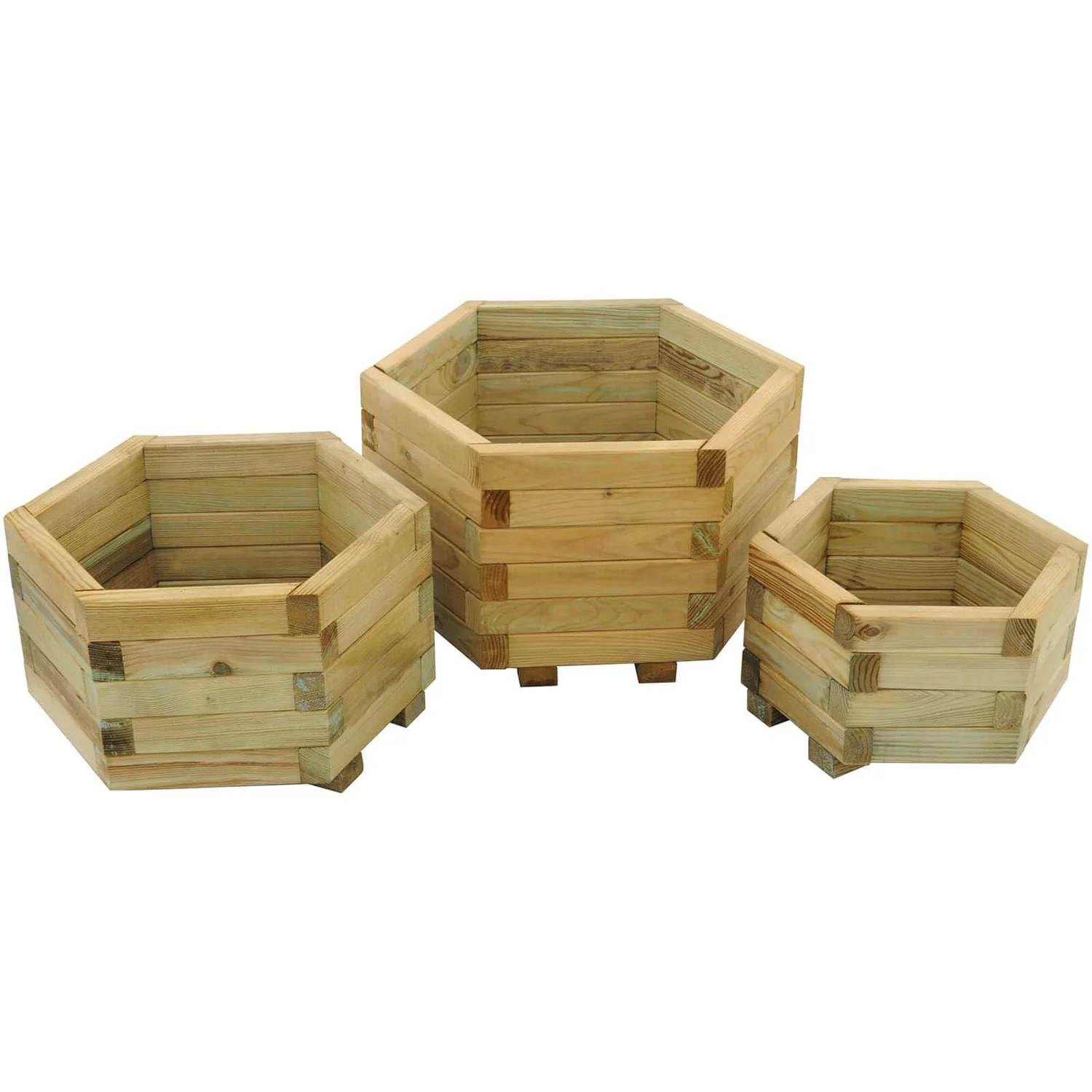 Forest Garden Wooden York Hexagonal Planter (Set Of 3) 1 Forest Garden Wooden York Hexagonal Planter (Set Of 3)