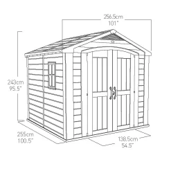 Keter Factor 8 X 8ft Outdoor Garden Apex Storage Shed - Beige/Brown -Garden Tool Store 12817716 9734864829128377