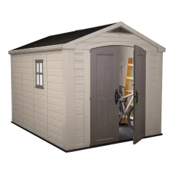 Keter Factor 8 X 11ft Outdoor Garden Apex Storage Shed - Beige/Brown -Garden Tool Store 12817718 1354895623422864