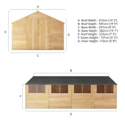Mercia 20 X 10ft Overlap Apex Wooden Shed -Garden Tool Store 12819927 1915047801307988