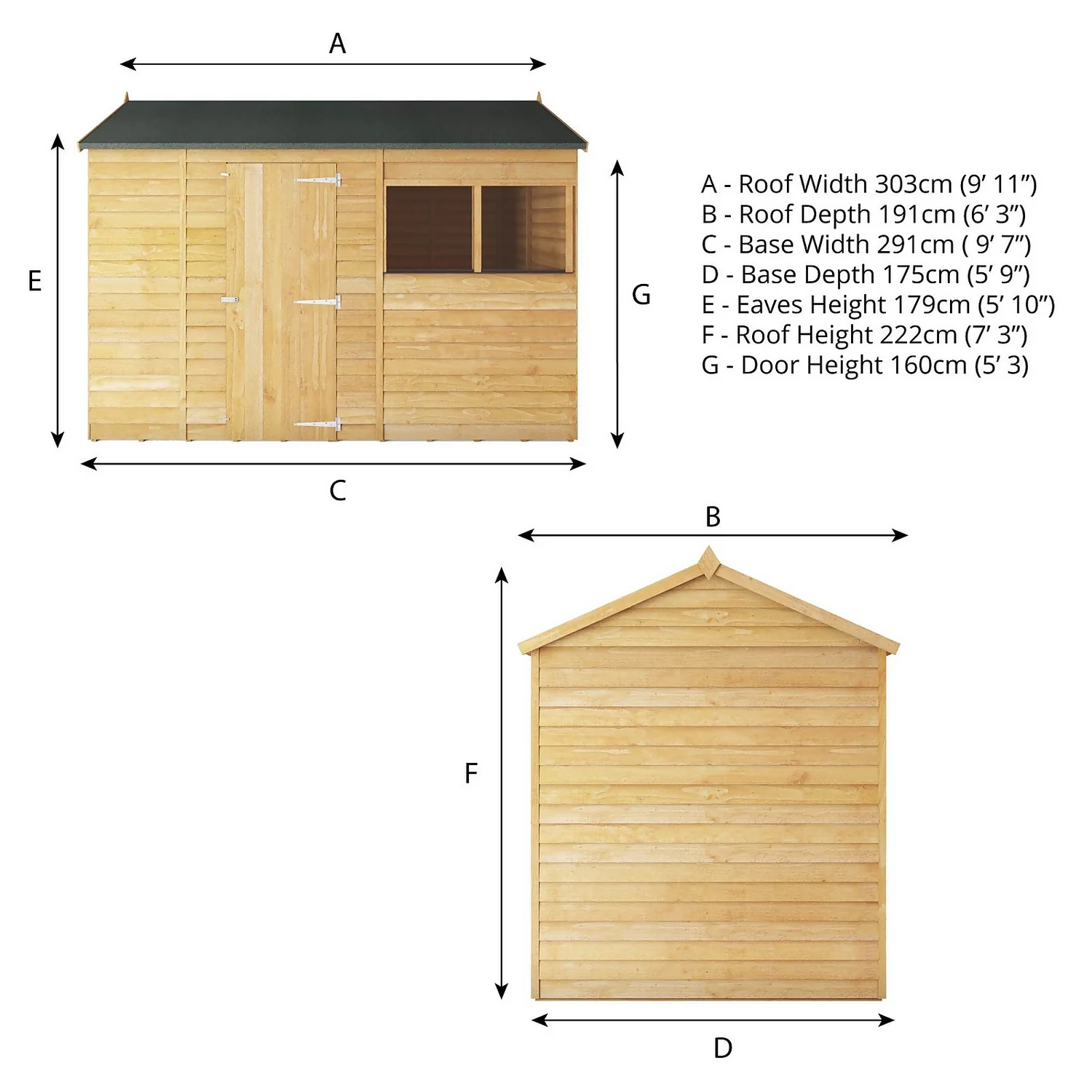 Mercia 10 X 6ft Overlap Reverse Apex Shed 9 Mercia 10 X 6ft Overlap Reverse Apex Shed - Image 9