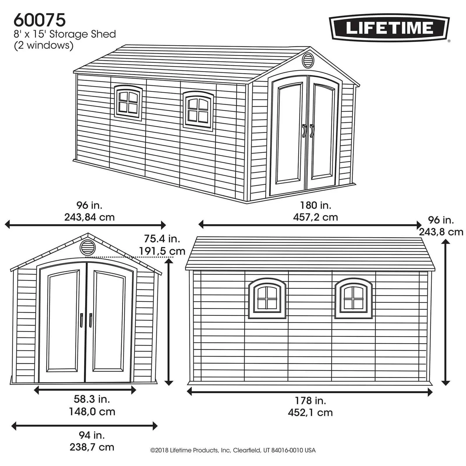 Lifetime 8 X 15ft Outdoor Storage Shed 7 Lifetime 8 X 15ft Outdoor Storage Shed - Image 7