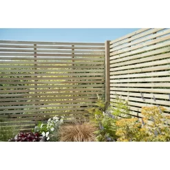 6ft X 5ft (1.8m X 1.5m) Pressure Treated Contemporary Slatted Fence Panel - Pack Of 3 -Garden Tool Store 12832569 1564833199489743