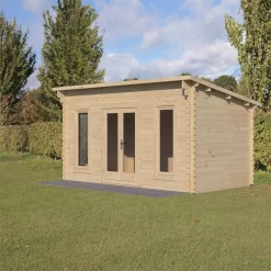 Forest Elmley 5.0m X 3.0m Log Cabin Double Glazed 34kg Polyester Felt, Plus Underlay