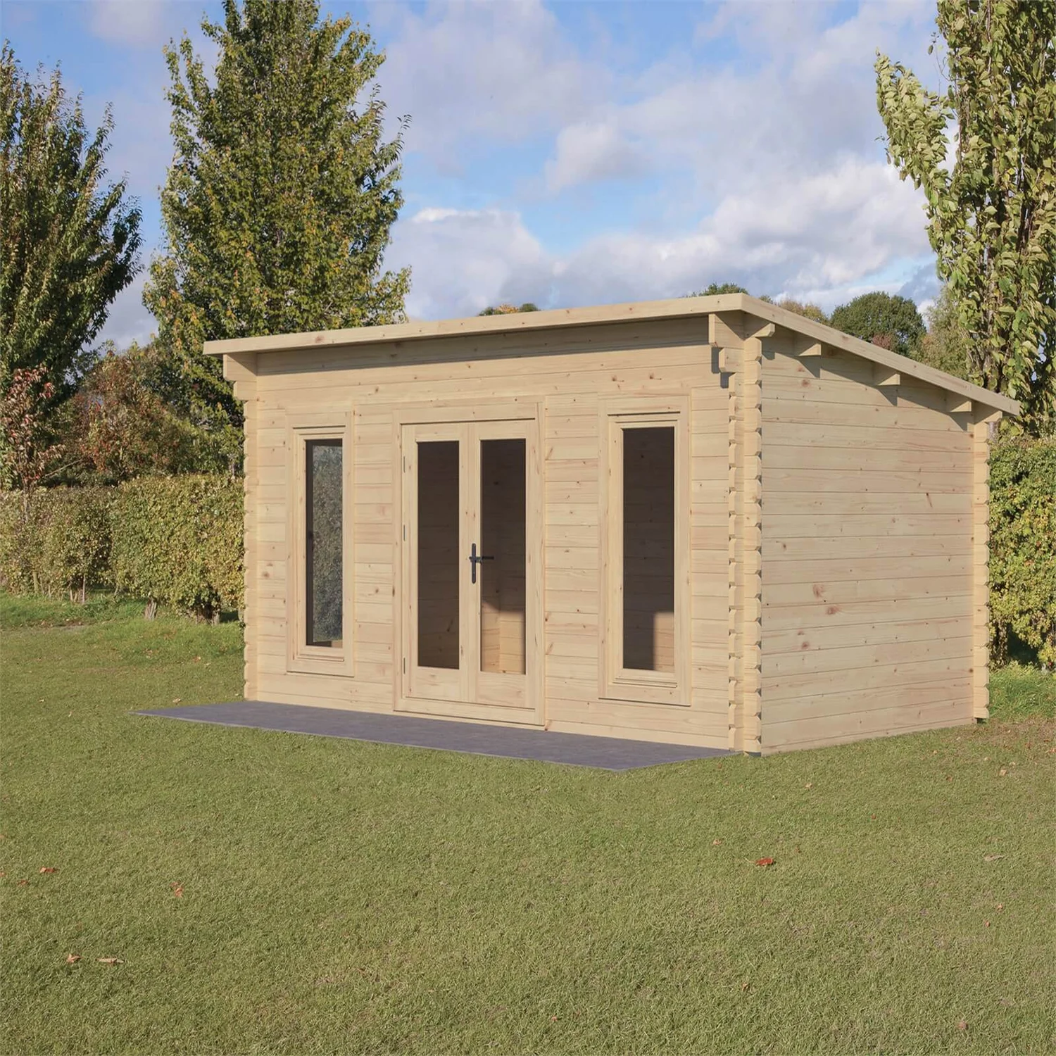Forest Elmley 5.0m X 3.0m Log Cabin Double Glazed 34kg Polyester Felt, Plus Underlay 1 Forest Elmley 5.0m X 3.0m Log Cabin Double Glazed 34kg Polyester Felt, Plus Underlay