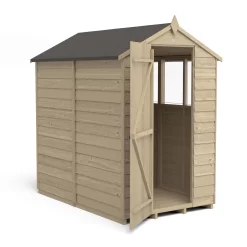 Forest 6 X 4ft Overlap Pressure Treated Apex Shed- 4 Window -Garden Tool Store 12833289 2114833201898266