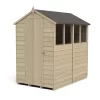 Forest 6 X 4ft Overlap Pressure Treated Apex Shed- 4 Window- Incl. Installation