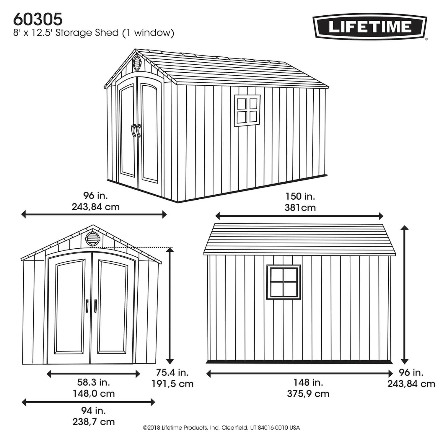 Lifetime 8x12.5 Ft Rough Cut Outdoor Storage Shed 10 Lifetime 8x12.5 Ft Rough Cut Outdoor Storage Shed - Image 10