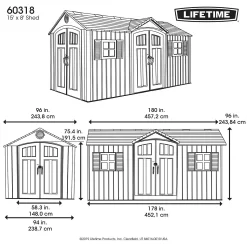 Lifetime 15x8 Ft Rough Cut Dual Entry Outdoor Storage Shed -Garden Tool Store 12836588 1135012583953943