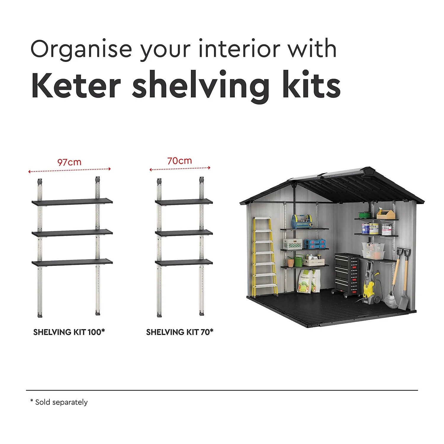 Keter Oakland 7.5 X 9ft Outdoor Garden Apex Storage Shed - Grey 10 Keter Oakland 7.5 X 9ft Outdoor Garden Apex Storage Shed - Grey - Image 10