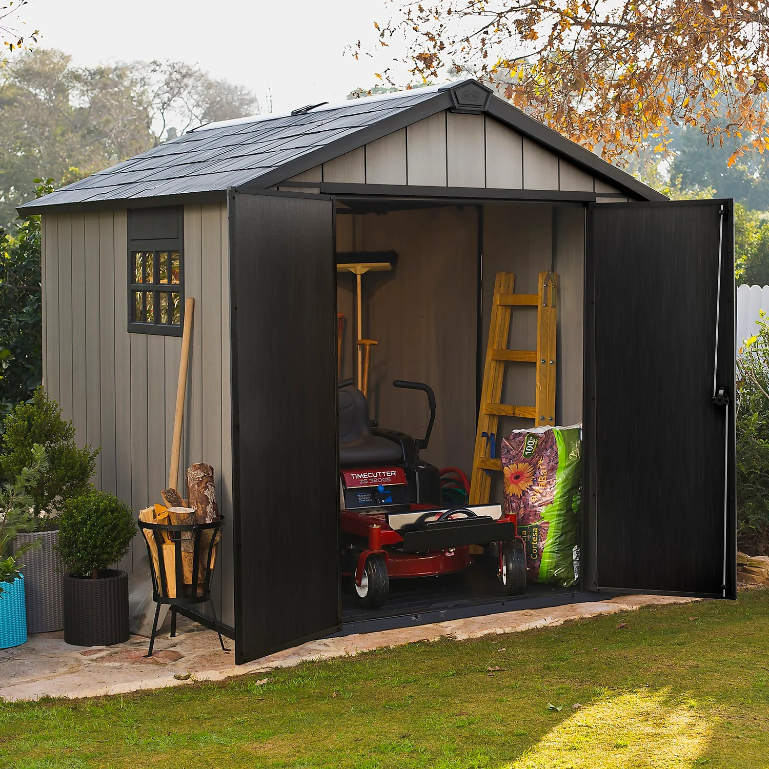 Keter Oakland 7.5 X 9ft Outdoor Garden Apex Storage Shed - Grey 2 Keter Oakland 7.5 X 9ft Outdoor Garden Apex Storage Shed - Grey - Image 2