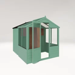 Country Living Grassthorpe 8 X 6ft Traditional Apex Greenhouse Combi Shed Painted + Installation - Aurora Green