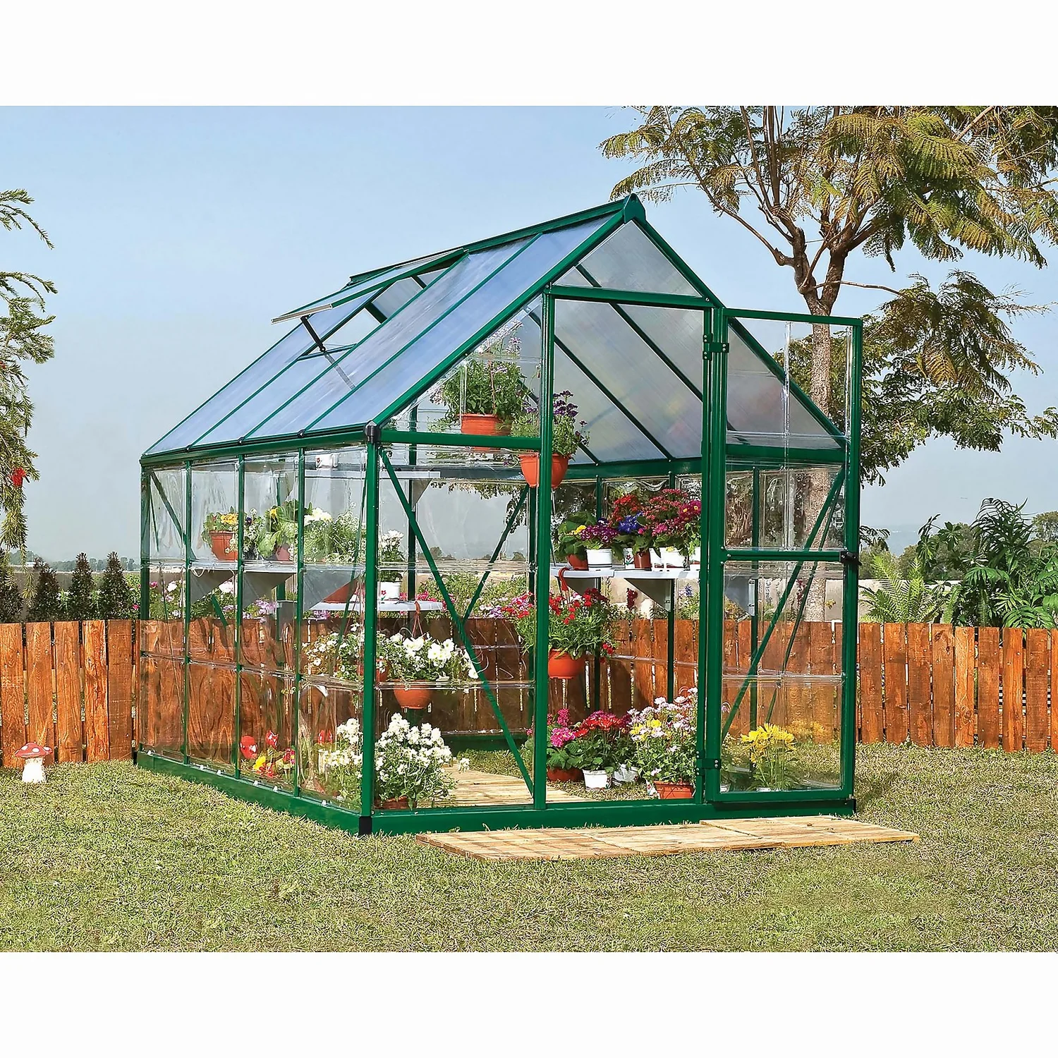Palram Canopia Hybrid 6 X 8ft Green Greenhouse 2 Palram Canopia Hybrid 6 X 8ft Green Greenhouse - Image 2