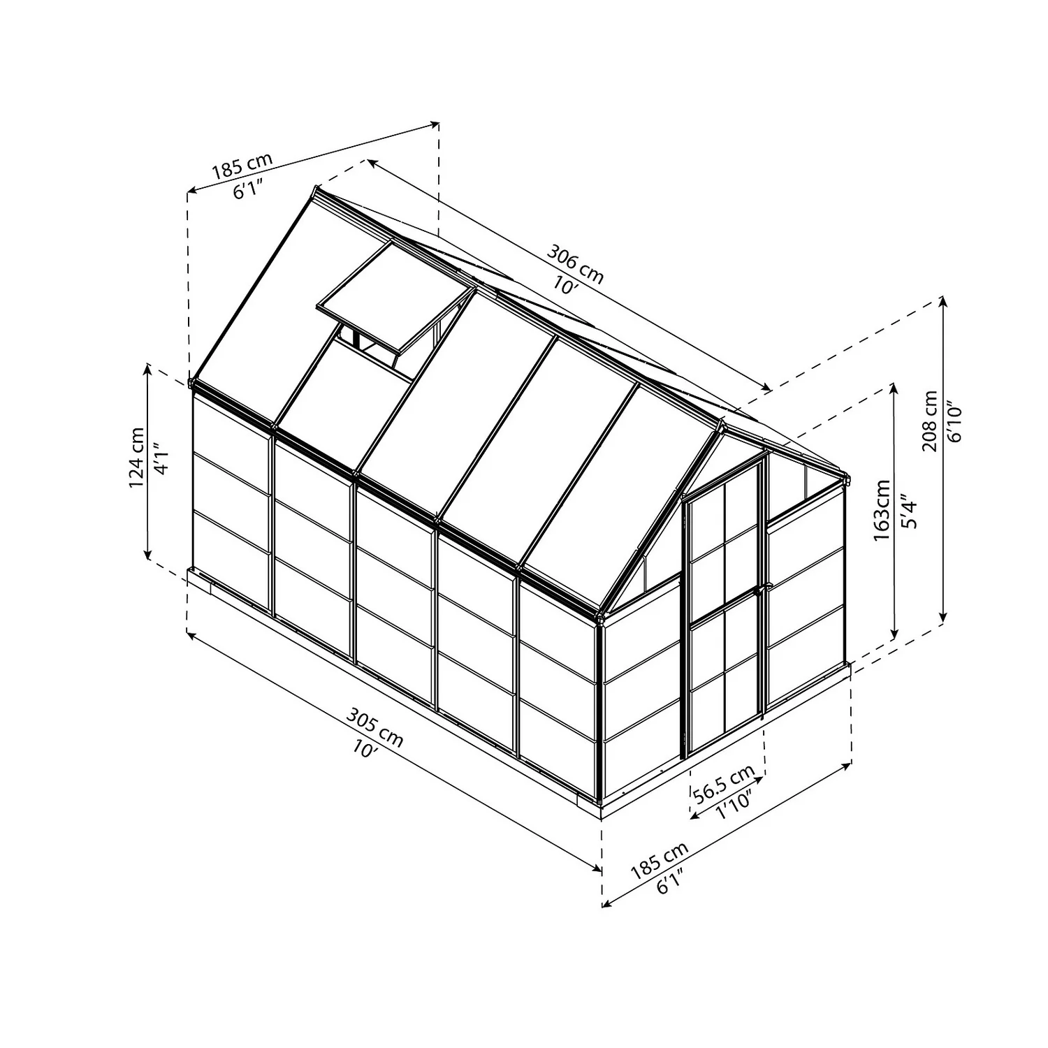 Palram Canopia Hybrid 6 X 10ft Silver Greenhouse 5 Palram Canopia Hybrid 6 X 10ft Silver Greenhouse - Image 5