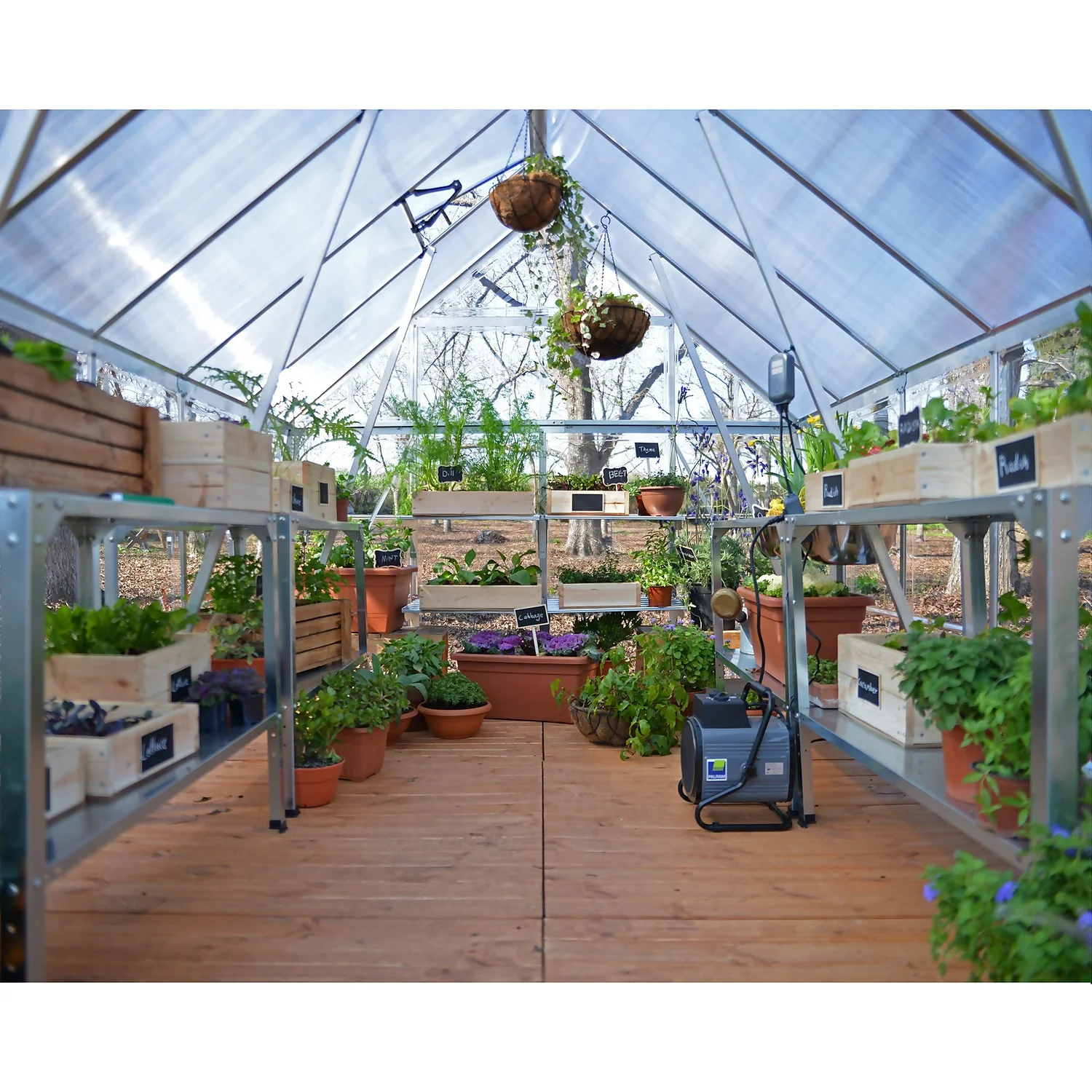 Palram Canopia Hybrid 6 X 10ft Silver Greenhouse 4 Palram Canopia Hybrid 6 X 10ft Silver Greenhouse - Image 4