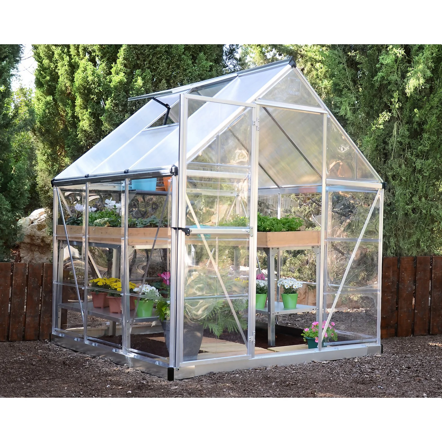 Palram Canopia Hybrid 6 X 6ft Silver Greenhouse 2 Palram Canopia Hybrid 6 X 6ft Silver Greenhouse - Image 2