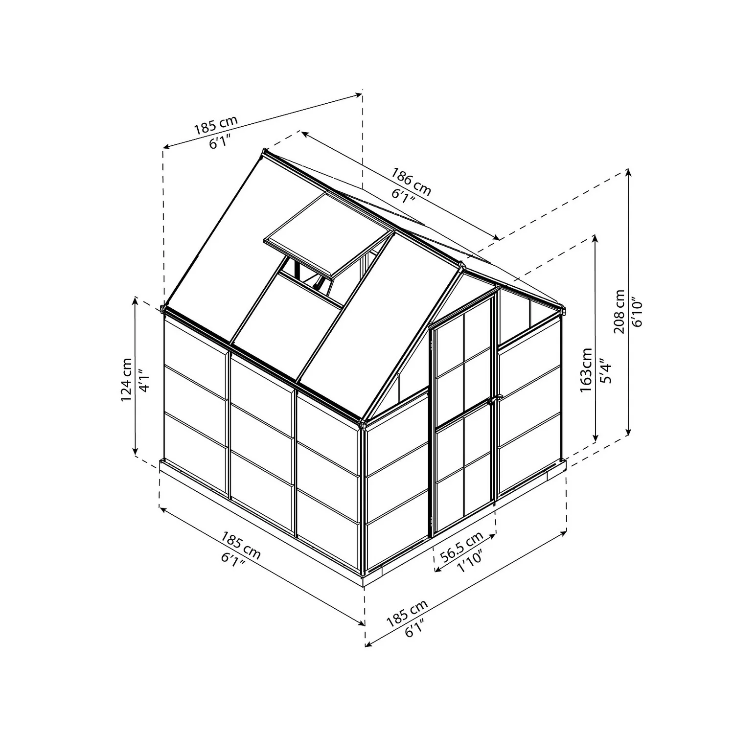 Palram Canopia Hybrid 6 X 6ft Green Greenhouse 5 Palram Canopia Hybrid 6 X 6ft Green Greenhouse - Image 5