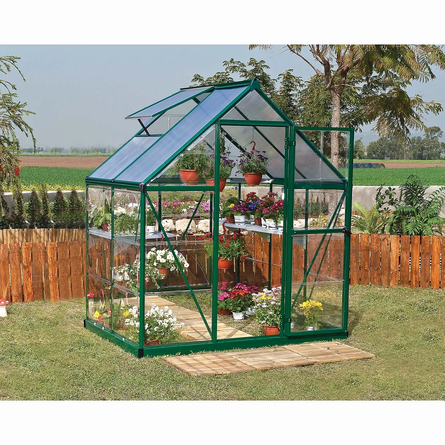 Palram Canopia Hybrid 6 X 4ft Green Greenhouse 2 Palram Canopia Hybrid 6 X 4ft Green Greenhouse - Image 2