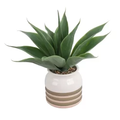 Artificial Aloe Vera In Striped Pot -Garden Tool Store 12879278 1824858347884700