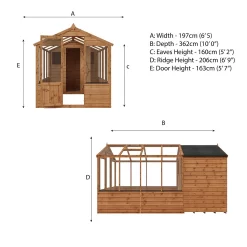 Country Living Grassthorpe 12 X 6ft Traditional Apex Greenhouse Combi Shed Painted + Installation - Thorpe Towers -Garden Tool Store 12881653 1694976288466036