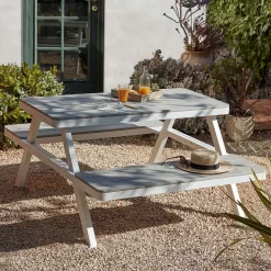 Picnic Bench - White & Grey -Garden Tool Store 12885210 1454853415433776