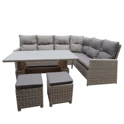 Mortimer Grey Rattan Garden Corner Sofa Set -Garden Tool Store 12887790 1775047776377538