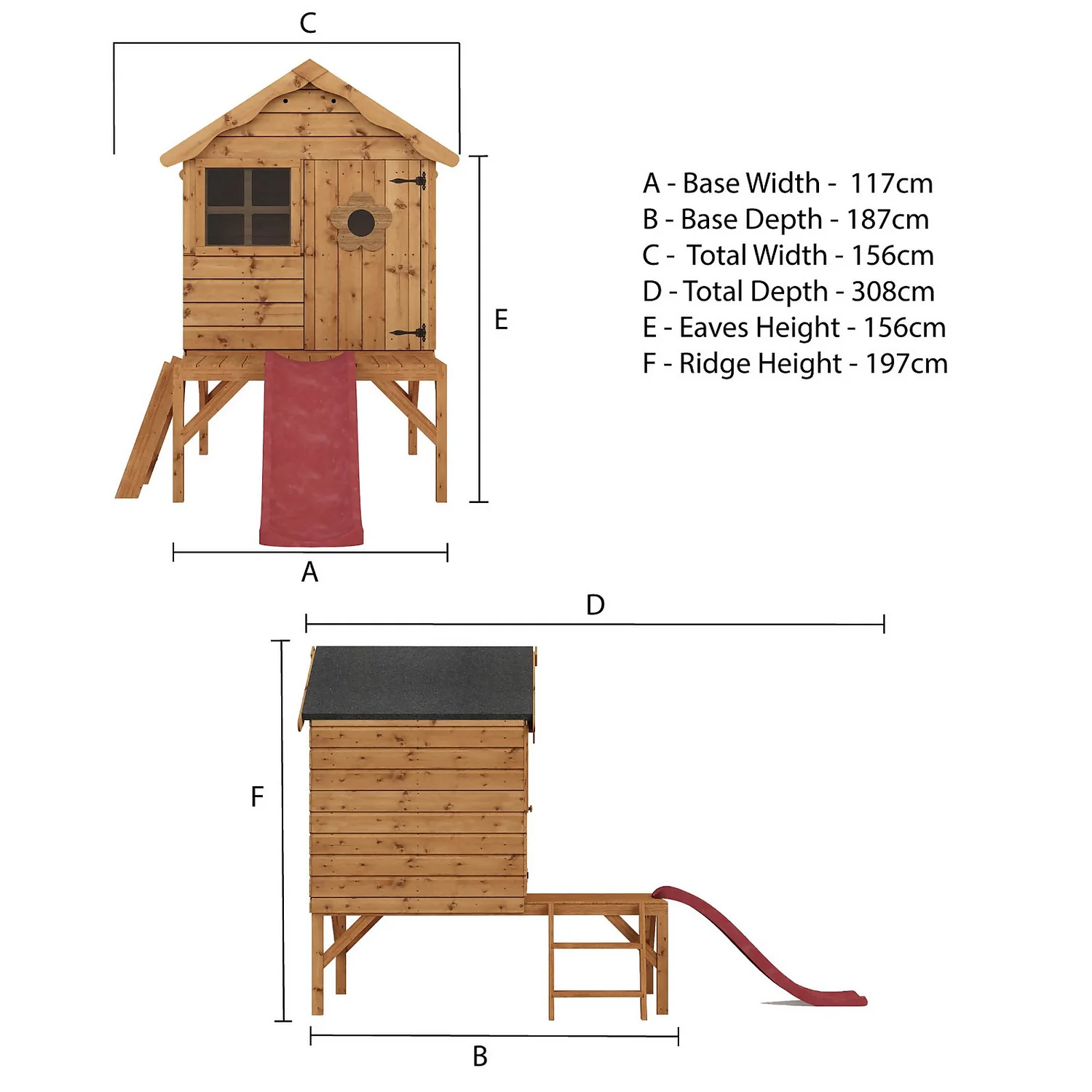 Mercia 7 X 9'4ft Snug Wooden Playhouse Tower And Slide 8 Mercia 7 X 9'4ft Snug Wooden Playhouse Tower And Slide - Image 8