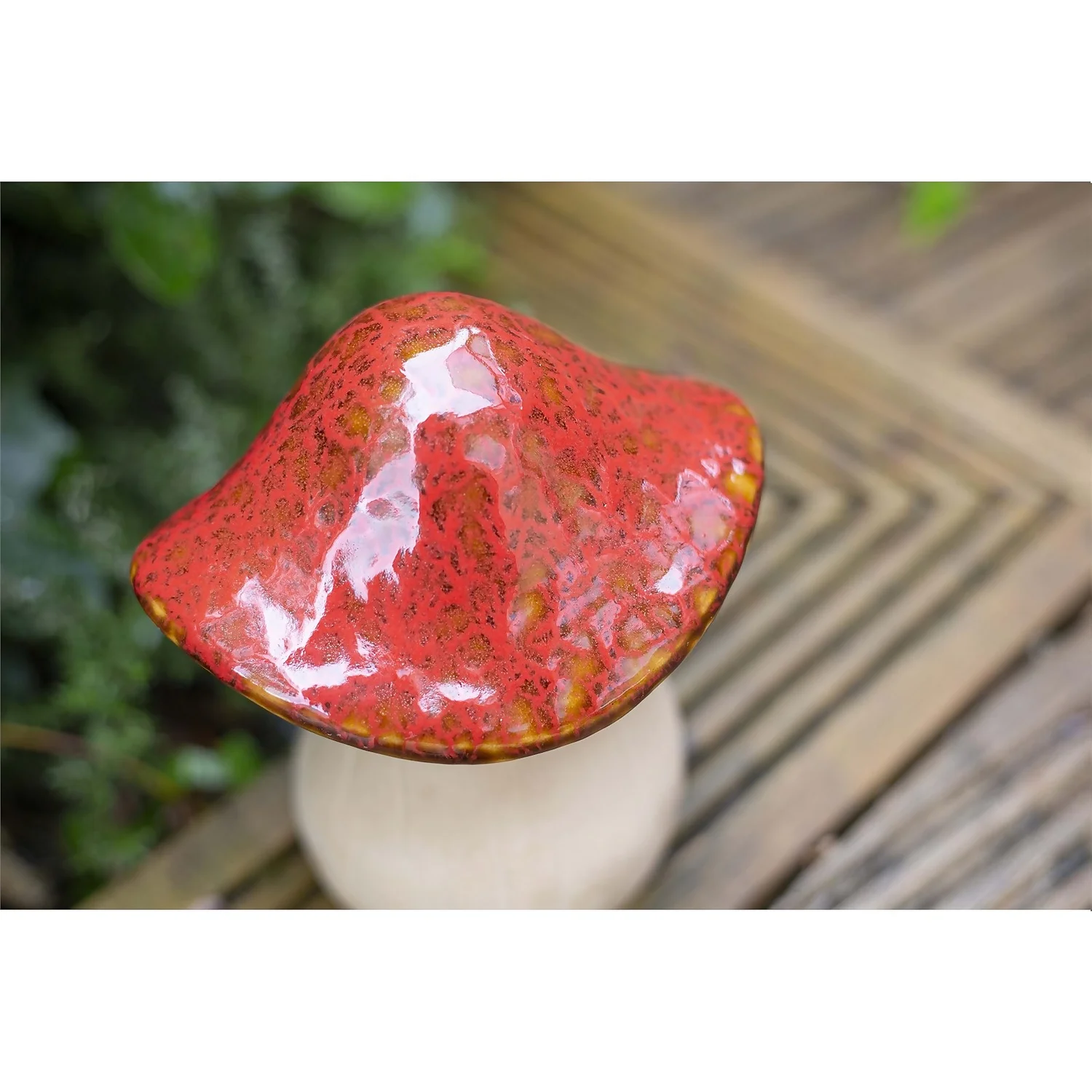 Ceramic Mushroom Garden Ornament - Medium 4 Ceramic Mushroom Garden Ornament - Medium - Image 4