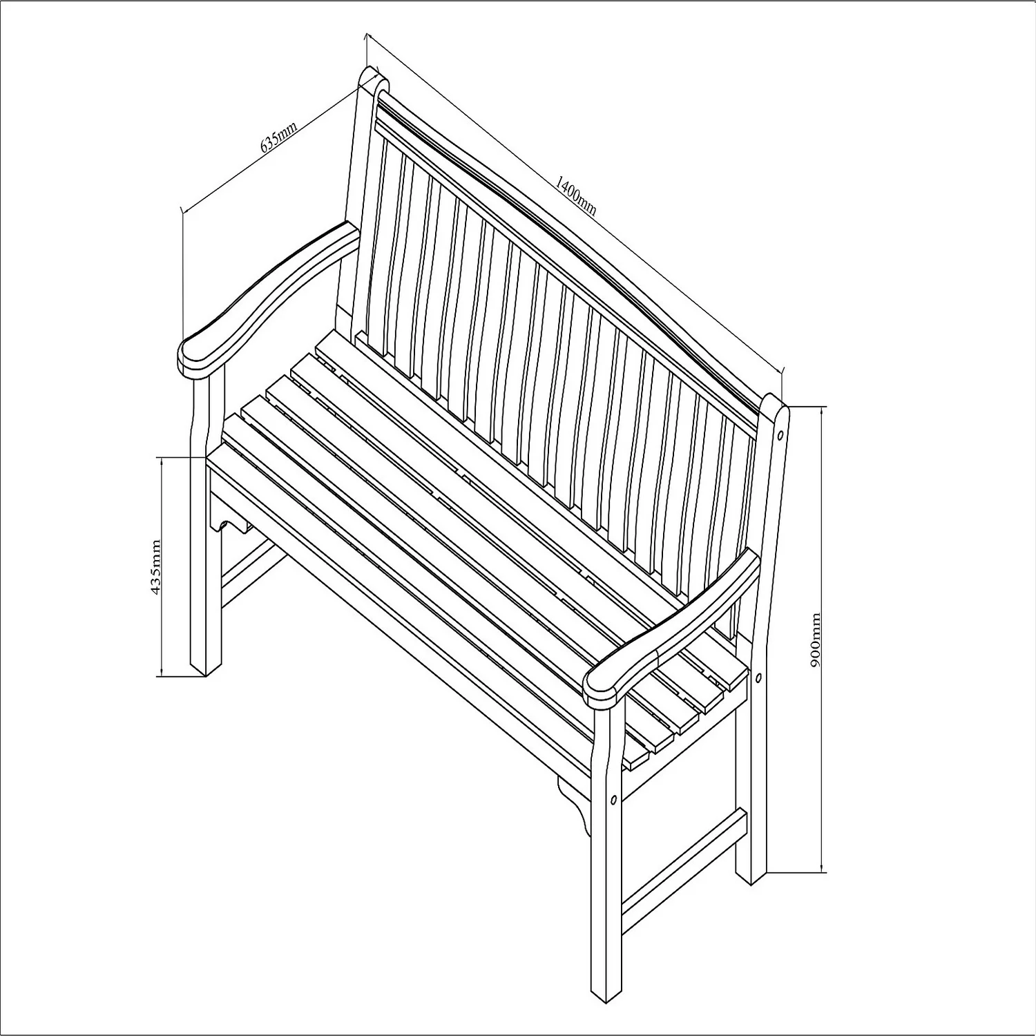 None Hungate 2 Seater Garden Bench 2 None Hungate 2 Seater Garden Bench - Image 2