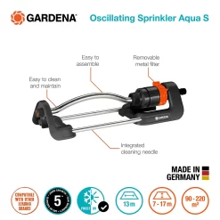 GARDENA Oscillating Sprinkler Aqua S -Garden Tool Store 13043399 1354907564242398