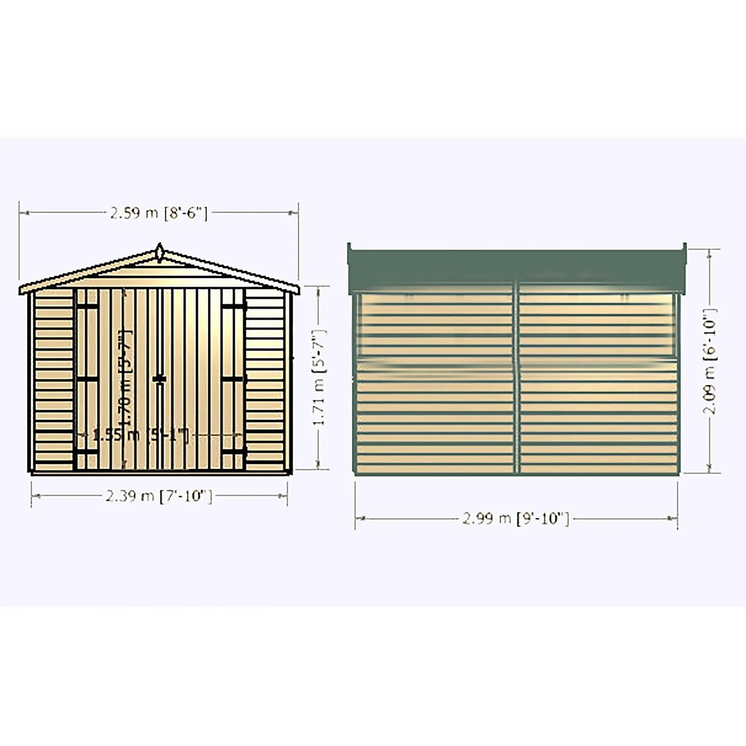 Shire 10 X 8ft Shed Overlap Double Door - No Windows 9 Shire 10 X 8ft Shed Overlap Double Door - No Windows - Image 9