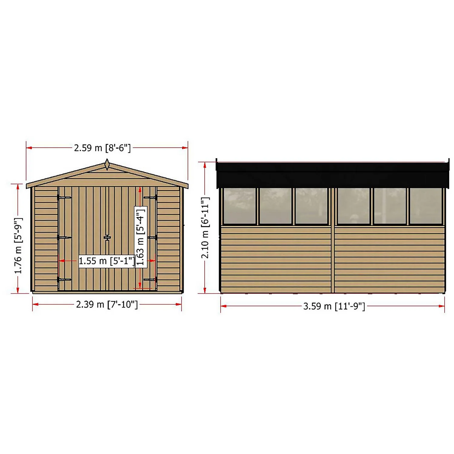 Shire 12 X 8ft Shed Overlap Double Door 9 Shire 12 X 8ft Shed Overlap Double Door - Image 9