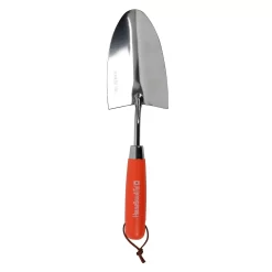 House Beautiful Stainless Steel Hand Trowel With A Zesty Orange Painted Hardwood Handle