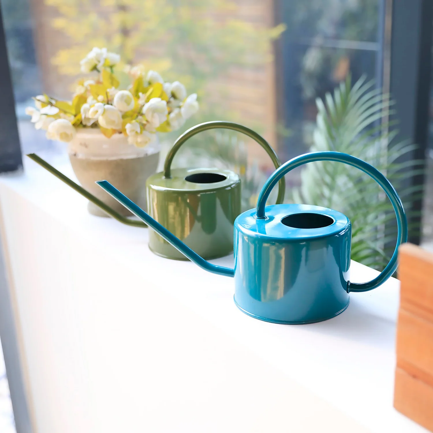 Homebase Metal Watering Can 1L - Moss 2 Homebase Metal Watering Can 1L - Moss - Image 2