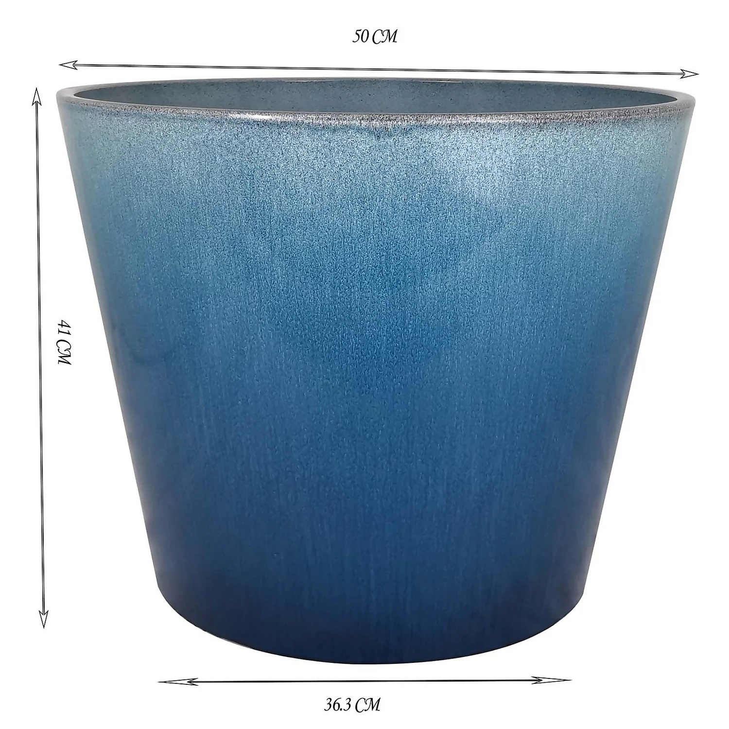 Glazed Finish Blue Planter - 50cm 2 Glazed Finish Blue Planter - 50cm - Image 2