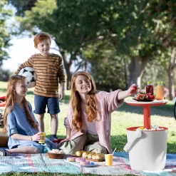 Keter GoBar Outdoor Ice Cooler Table Garden Furniture - Red / White -Garden Tool Store 13412934 5744910901735855