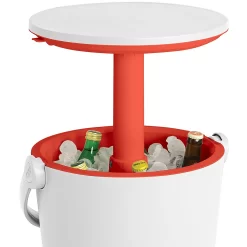 Keter GoBar Outdoor Ice Cooler Table Garden Furniture - Red / White -Garden Tool Store 13412934 7814910901693408