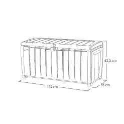 Keter Ace Outdoor Garden Storage Box 124 X 55 X 62.5 Cm - Grey And Black -Garden Tool Store 13432924 1804947994784994