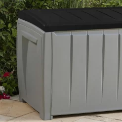 Keter Ace Outdoor Garden Storage Box 124 X 55 X 62.5 Cm - Grey And Black -Garden Tool Store 13432924 3844947994747044